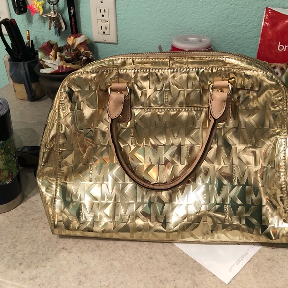 Michael Kors Rose Gold Metallic Satchel and wallet - Picture 1 of 6